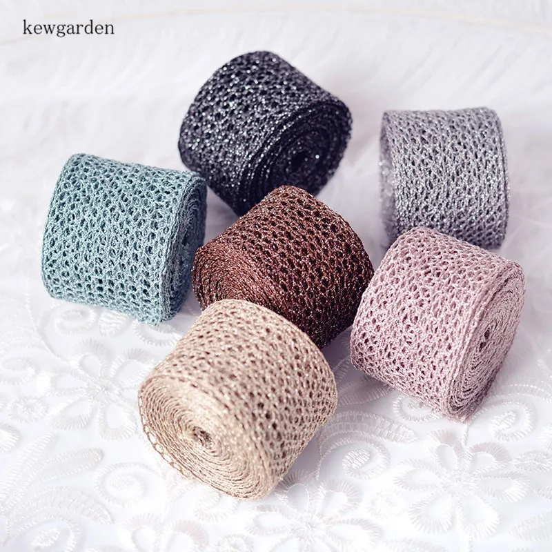Kewgarden 1 5 &quot38 мм ажурная плетеная Цветочная лента DIY аксессуары для волос атласные