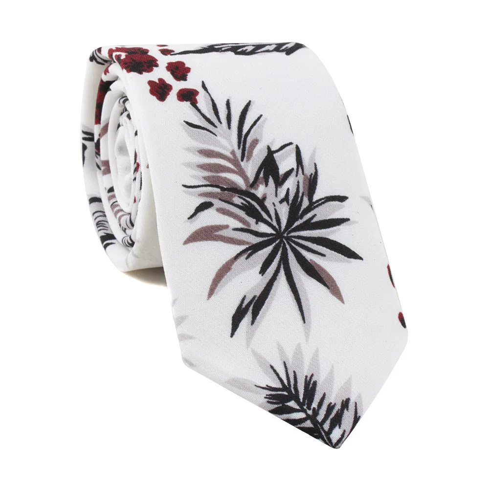 Новинка 2020 мужской галстук с принтом листьев цветов тропических растений хлопок
