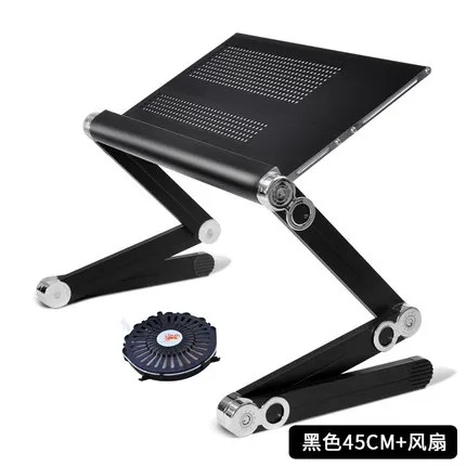 Black with fan Алюминиевая Подставка для ноутбука домашняя кровать компьютерный стол ленивый IPAD складной офисный стол для ноутбука - Цвет: Black with fan