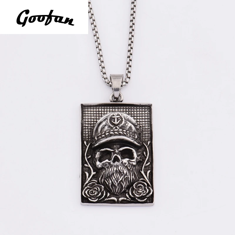 Новое поступление 2017 года goofan Скелет Кулон Цепочки и ожерелья Нержавеющая сталь