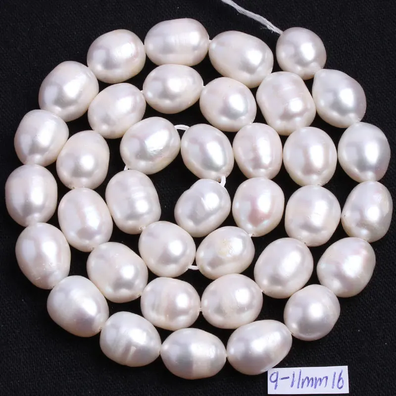 Бусины овальной формы из натурального белого пресноводного жемчуга 9 10 мм 38 см