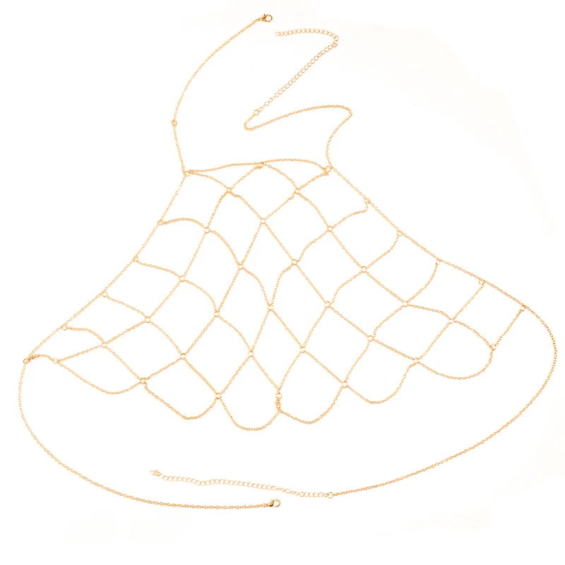 

Bohemia Fashion Mesh Body Jewelry for Women Body Waist Harness Bra Chain Bikini Silver Color Sexy Necklace Belly Chain