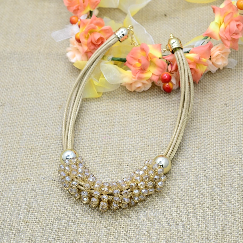 Женская цепочка на шею с стеклянными бусинами 3 цвета|ethnic jewelry|rope chainstatement necklace |
