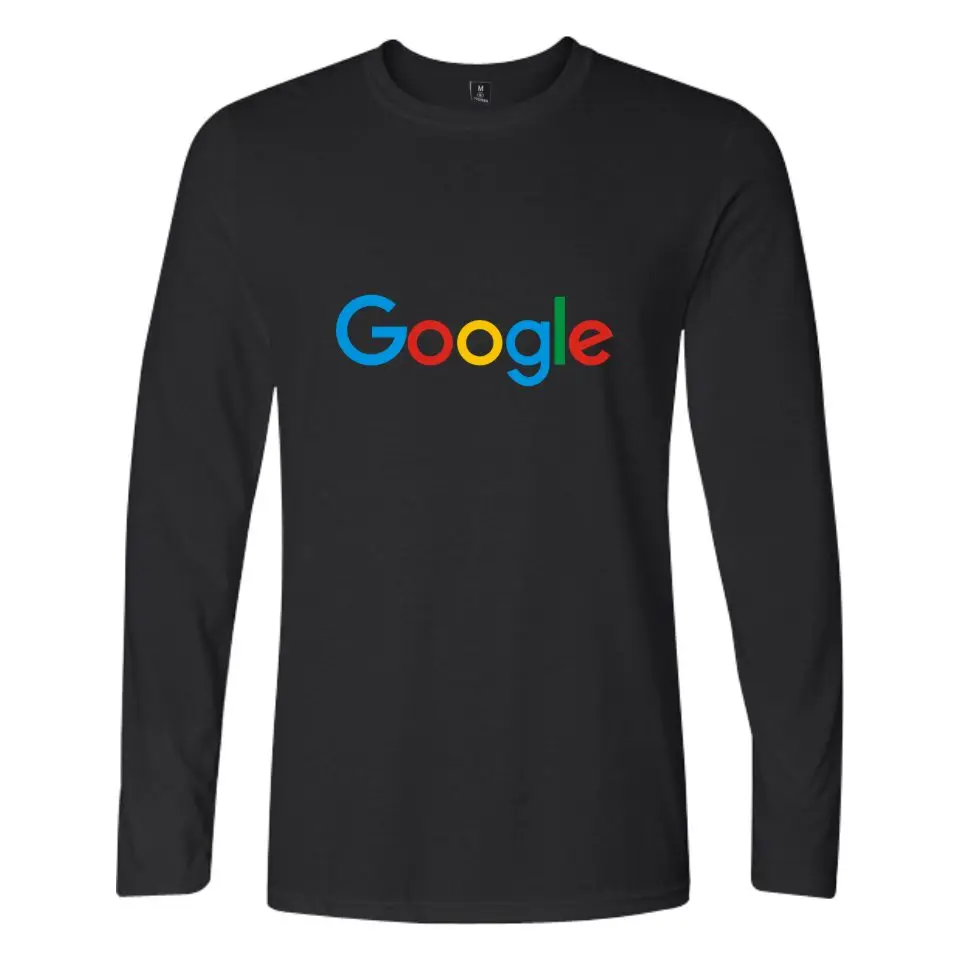Повседневная футболка Google с длинным рукавом круглым вырезом и логотипом Google|logo