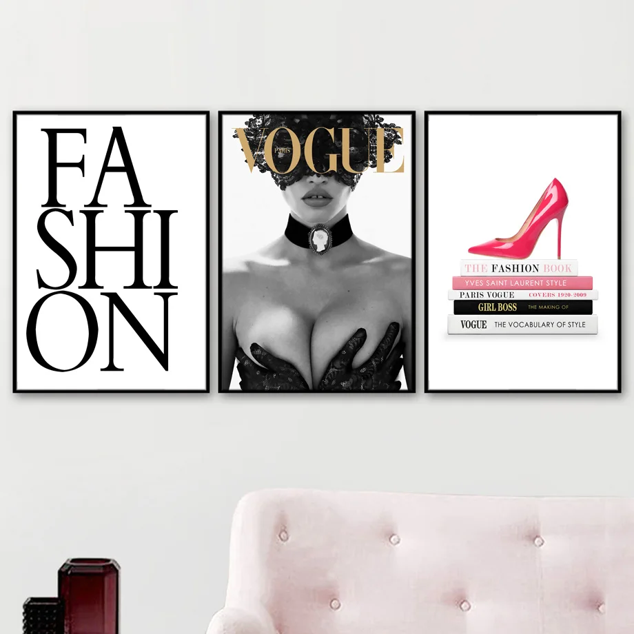 Vogue, сексуальная девушка, на высоком каблуке, книга, настенная живопись, холст, мода, скандинавские плакаты и принты, настенные картины для декора гостиной
