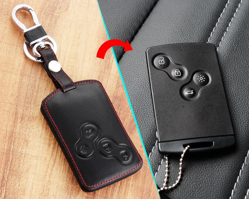 Кожаные чехлы для автомобильных ключей Набор чехлов держатель Renault Clio Scenic Megane Duster