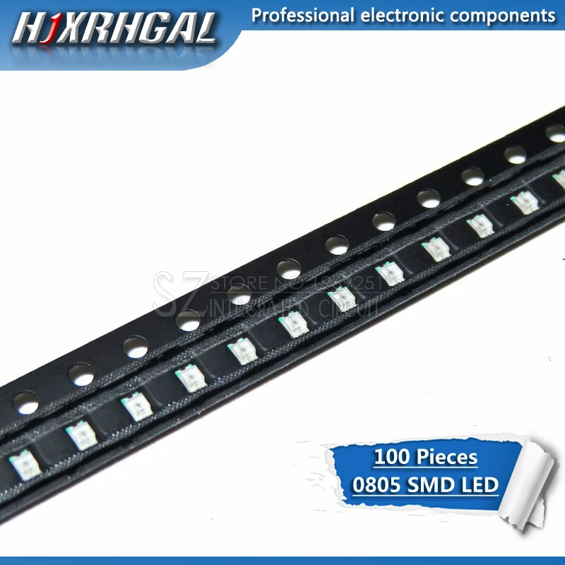 100 шт. 0805 SMD светодиодный светильник желтый красный зеленый синий белый и hjxrhgal - Цвет: Красный