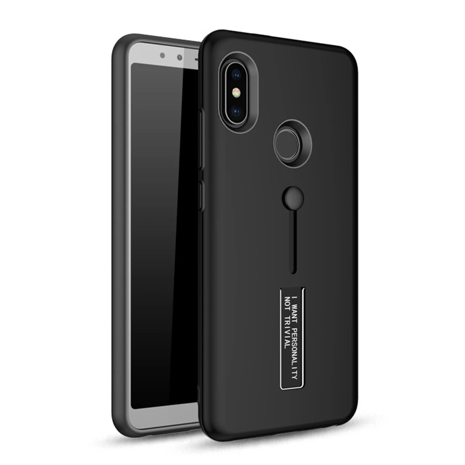 Модный чехол-подставка для Xiaomi Redmi Note 8 Pro, чехол с петлей на палец для Redmi Note 7, 6, 5, скрытый чехол-подставка s - Цвет: Black