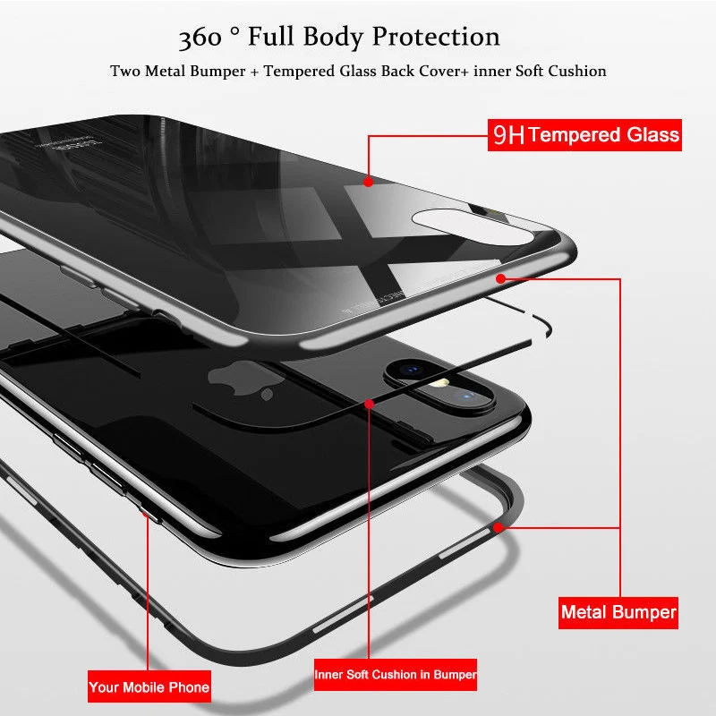Металлический Чехол Voguery с полным корпусом на 360 градусов для iPhone 6 s Магнитный