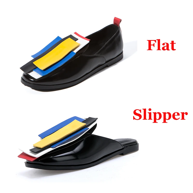 Brand Mixed Colors Flats Women Spring 2019 Big Size 32-43 Hot Sale Casual Low Heels Leather Shoes Woman Slip-on Date Shoe | Обувь