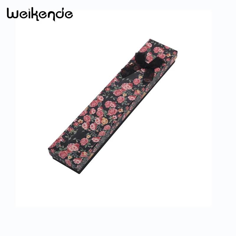 Роза Цветочный принт Цепочки и ожерелья коробка браслет упаковки Бумага длинные