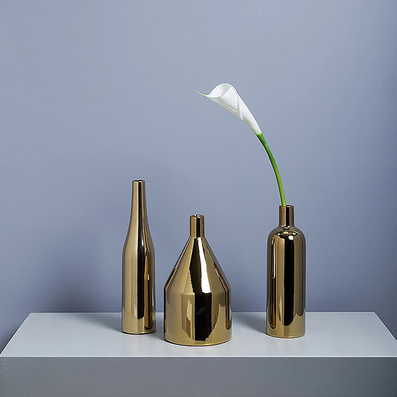 Европейская керамическая ваза с золотым покрытием Настольная Маленькая для