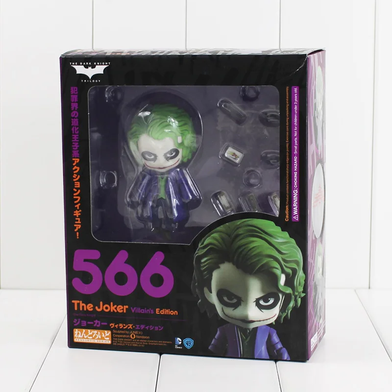 Nendoroid Бэтмен Темный рыцарь Джокер окрашенная фигурка злодея издание 566 Джокер кукла ПВХ фигурка Коллекционная модель игрушки - Цвет: With Box