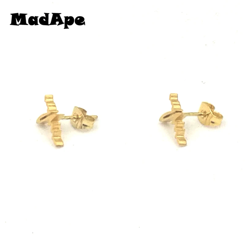 Женские серьги-гвоздики MadApe из нержавеющей стали 316L простые золотистые с ЭКГ