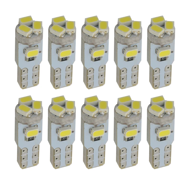 10 шт. Автомобильные светодиодные лампы T5 W1.2W 5 3020 SMD 70 74|Сигнальная лампа| |