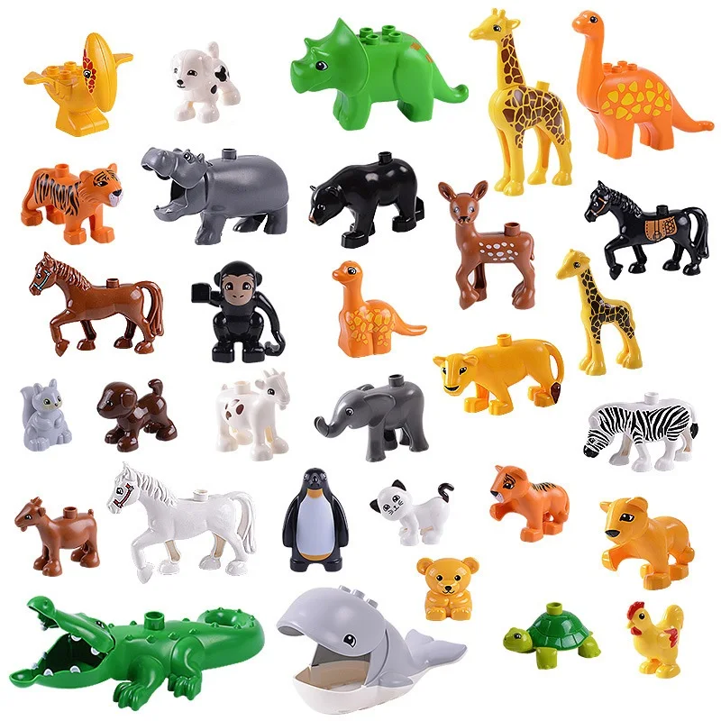 

20-50pcs Animal Model Figures Building Block Elephant Monkey Horse Compatible Bricks Toys For Children Gifts