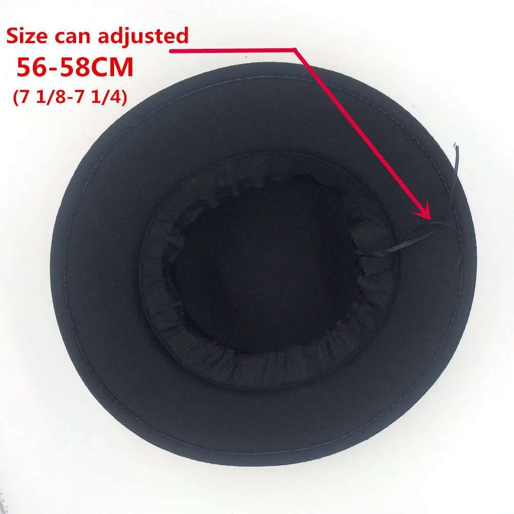 Модная шерстяная шляпа с плоским верхом для женщин фетровая широкими полями