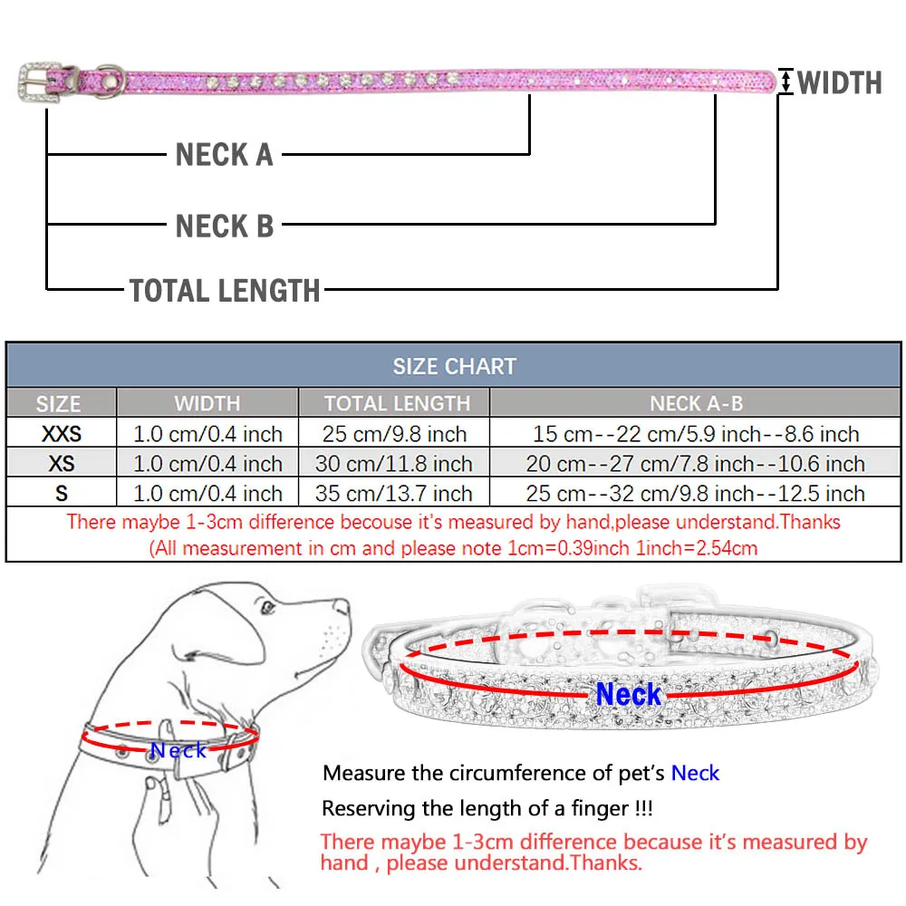 Украшенный стразами ошейник из искусственной кожи для маленьких собак и кошек