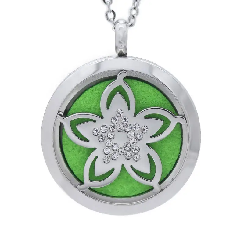 

Hot Crystal 30mm Aromatherapy Essential Oils Diffuser Locket Pendant Stainless Steel Perfume Locket Necklace For Women