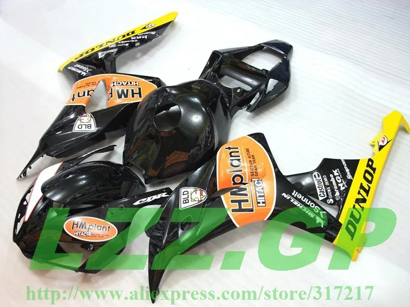 

100%Fit injection Black orange yellow Fairings for HONDA CBR1000 06 07 CBR1000 RR 2006 2007 CBR 1000RR 06 07 fairing kits #S51SS