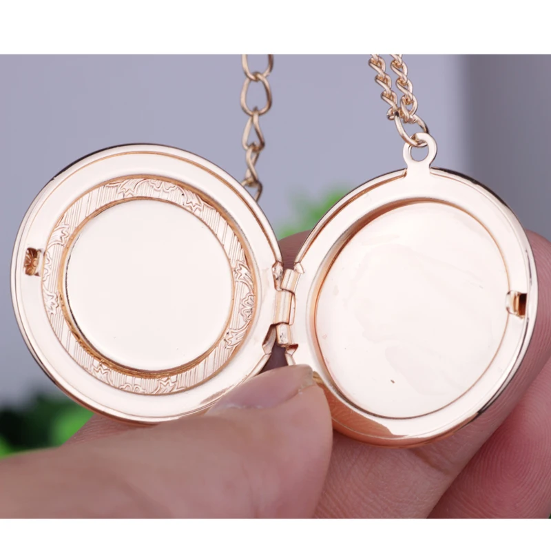 N122 Fashion delicate jewelry flower round locket pendant necklace stick on the top or inside |