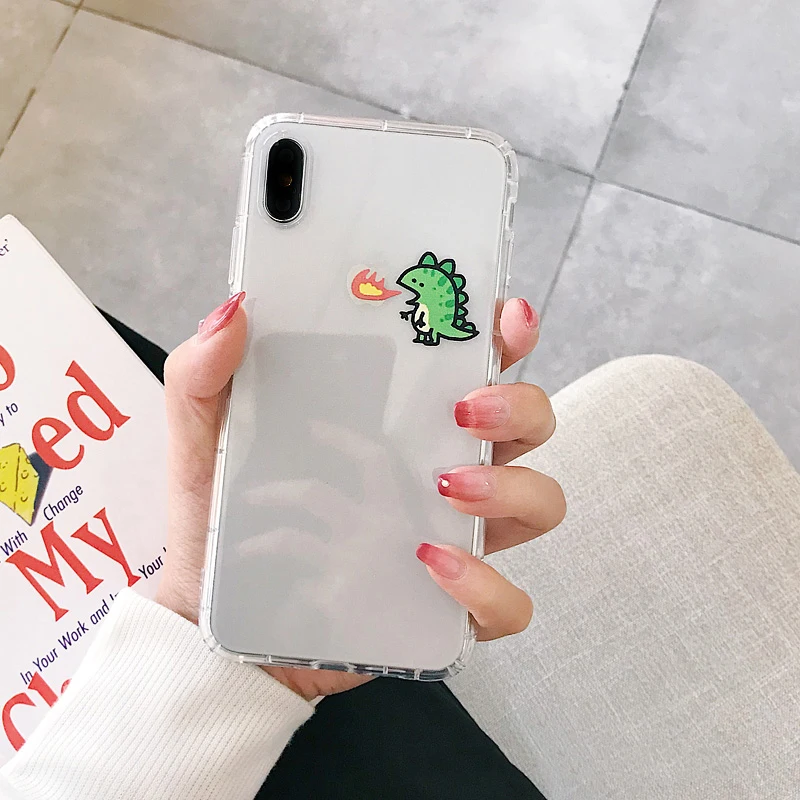 GlamPhoneCase прозрачный милый чехол для телефона с динозавром iPhone X XS Max XR мягкий из ТПУ