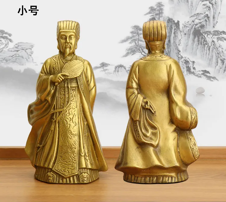 Zhuge Liang статуя из чистой меди ремесла фэн-шуй украшения Скульптура сна Grgon бронзовые украшения семьи, украшения офиса