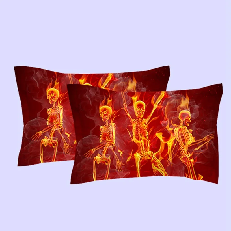 Украшение дома 3D Пламя Череп голова смерти дизайн Твин Королева постельное белье