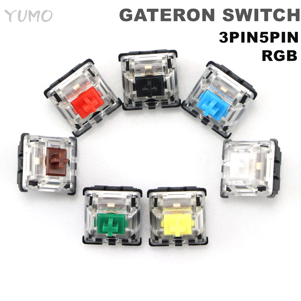 Переключатель Gateron 3pin 5pin синий красный черный коричневый зеленый прозрачный