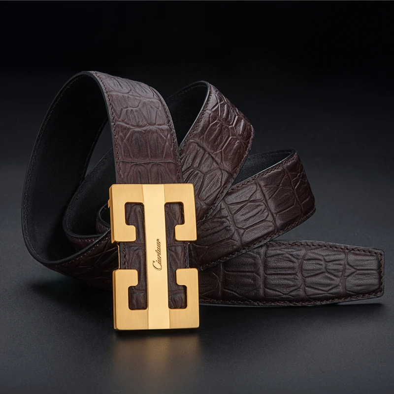 2019 новый роскошный дизайн пряжка из воловьей кожи мужской ремень крокодиловой