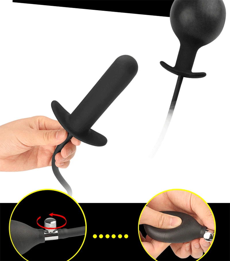 Silicone Inflatable Pump Anal Plug Super Large Expandable Dilator Butt Plugs Max 12cm Balls Sex Toys For Women Men Gay | Красота и