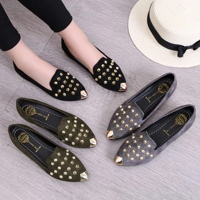 2018 Весенняя Новинка корейская модная обувь с острым носком женская на плоской