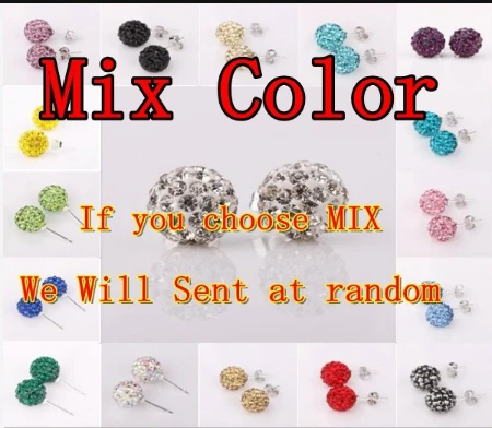6mm mixed color LUXUSTEEL 10 пар в наборе диско-шар в форме 6 мм бусины серьги-гвоздики белый/красный/синий/черный/розовый красный/серый/смешанный/пистолет черные серьги - Окраска металла: 6mm mixed color