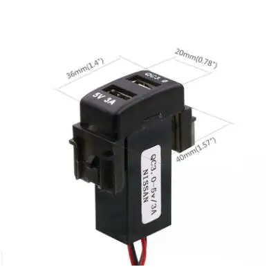 36x20mm DC12V dual USB QC3.0 зарядное устройство Автомобильное гнездо адаптер Быстрая зарядка 5 в 3A/9 в 2A/12 В 1.5A для Nissan, Toyota, Honda, Mitsubishi - Название цвета: 36x20mm
