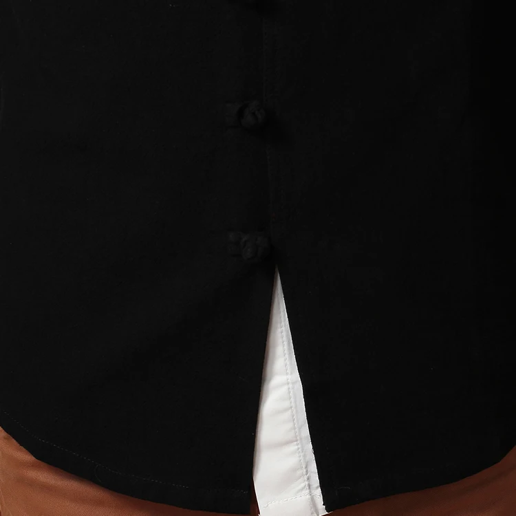 Лидер продаж китайская мужская хлопковая льняная куртка Кунг фу черное весеннее