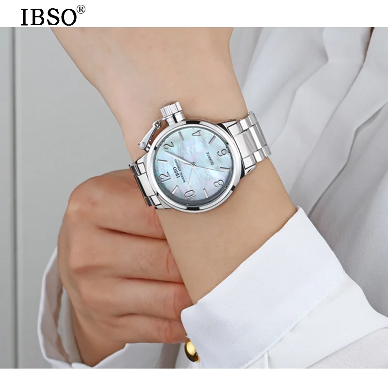 IBSO Лидирующий бренд Роскошные Кварцевые часы из нержавеющей стали ремешок Relogio