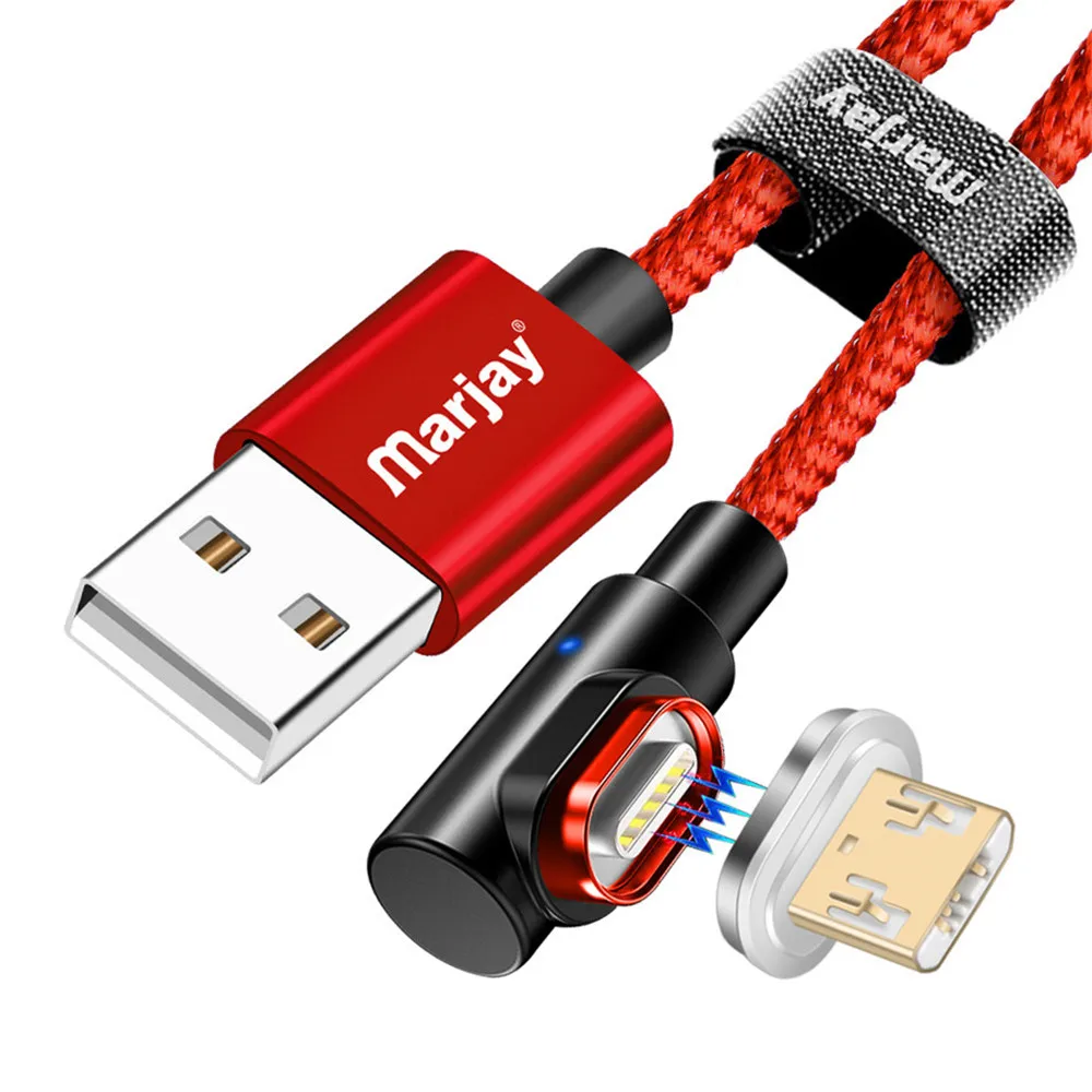 Marjay USB кабель магнитное зарядное устройство для iPhone X 8 7 Micro USB Магнитный кабель type C для huawei p30 pro USB C кабель для быстрой зарядки - Цвет: Red for Micro USB