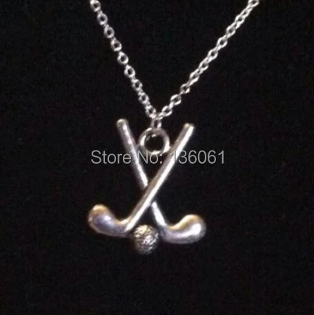 Винтажные Серебристые кулоны клюшки для гольфа с шаровым типом Двойное сердце