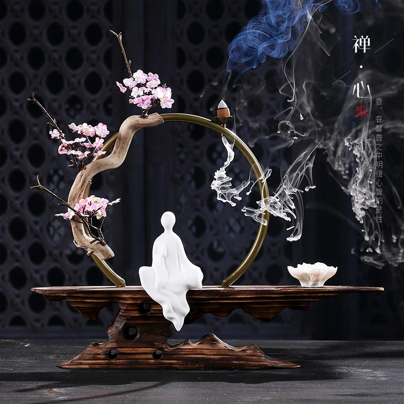 Zen Lucky курильница для благовоний, выветренная древесина, искусственные растения, курильница для благовоний керамическая курильница, цветочный горшок с персонажем, домашний декор, ремесла - Цвет: O