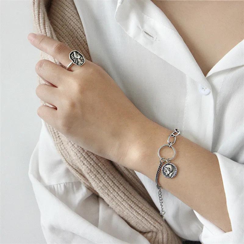 Flyleaf круглая цепочка монета с портретом 100% браслеты из стерлингового серебра 925