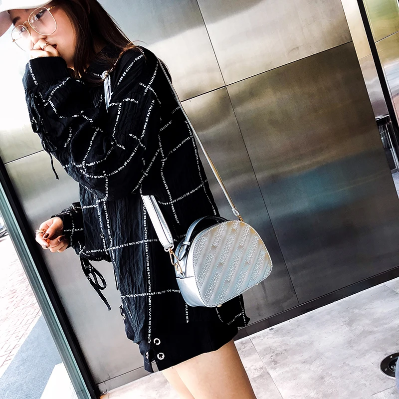 2018 Новая мода Письмо Твердые Сумка Для женщин Ruched Маленькая сумка через плечо