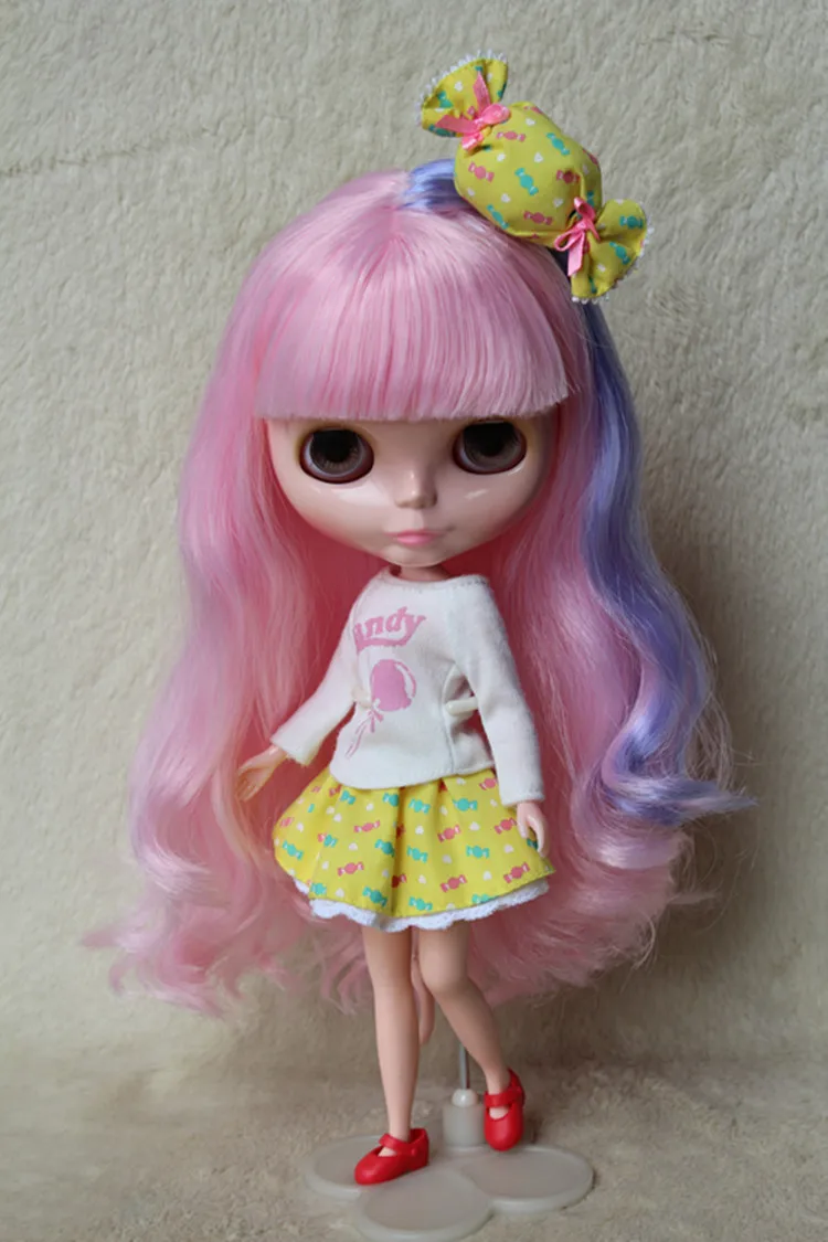 Кукла блайз Обнаженная 30 см обычное тело розовые фиолетовые Смешанные челки