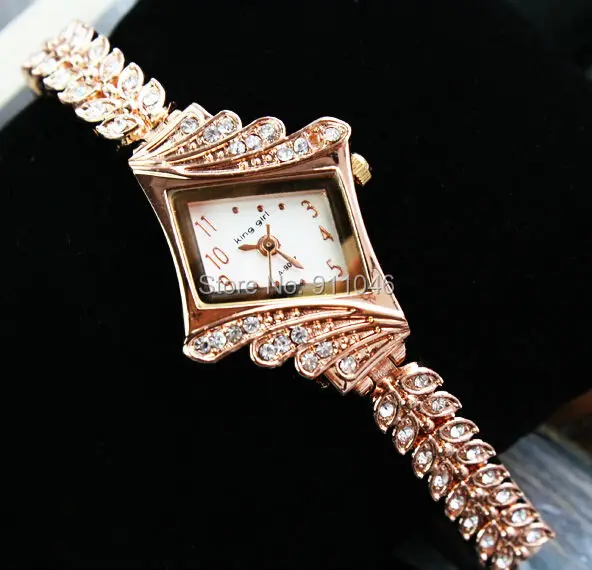 Полностью Хрустальные Часы с браслетом из сплава Женские Подарочные часы 100