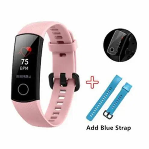 pink-sky blue-film huawei Honor Band 4 AMOLED цветной 0,95 дюймовый сенсорный смарт-браслет 50 м профессиональный водонепроницаемый датчик сердечного ритма - Цвет: pink-sky blue-film