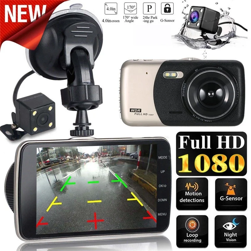 4 0 дюймов Dash Cam двойной объектив 1080 &quotFHD 170 P автомобильный Dvr Автомобильный