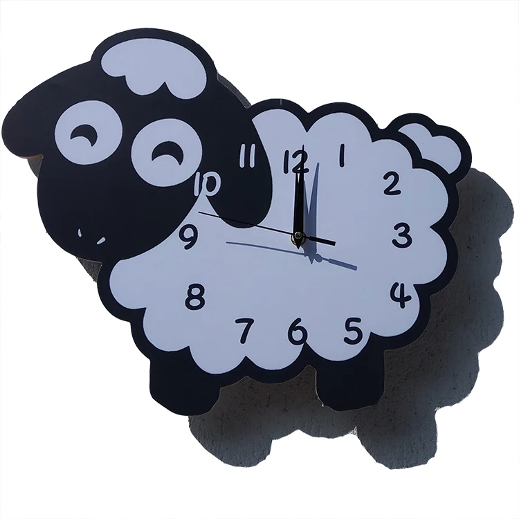 Окрашенные креативные настенные часы ягненка персональный декор Детская