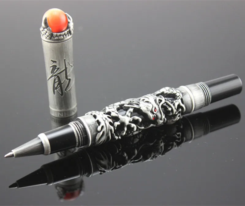 Роскошная тисненая красная Шариковая ручка JinHao Dragon king Play Подарочная коллекция