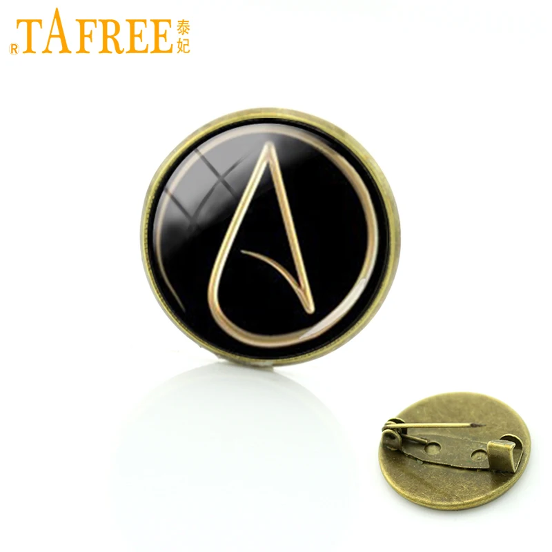 TAFREE Atheism movement badge pins atheist Atom symbol brooches steampunk metatrons cube Legend Triangle men women jewelry T524