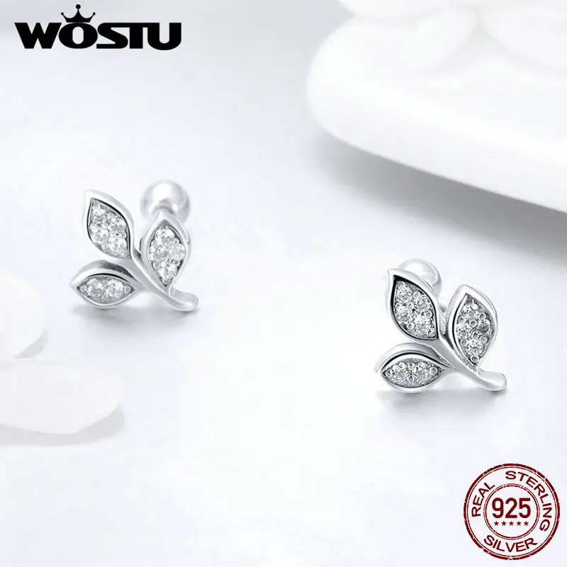 Женские серьги пусеты WOSTU из 100% стерлингового серебра 925 пробы с прозрачными