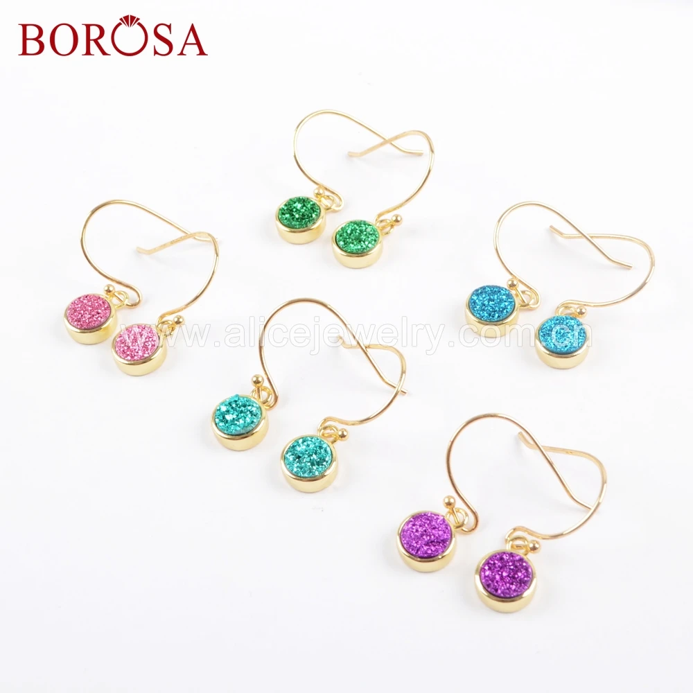 Круглые серьги BOROSA 5 пар с натуральным агатом | Украшения и аксессуары